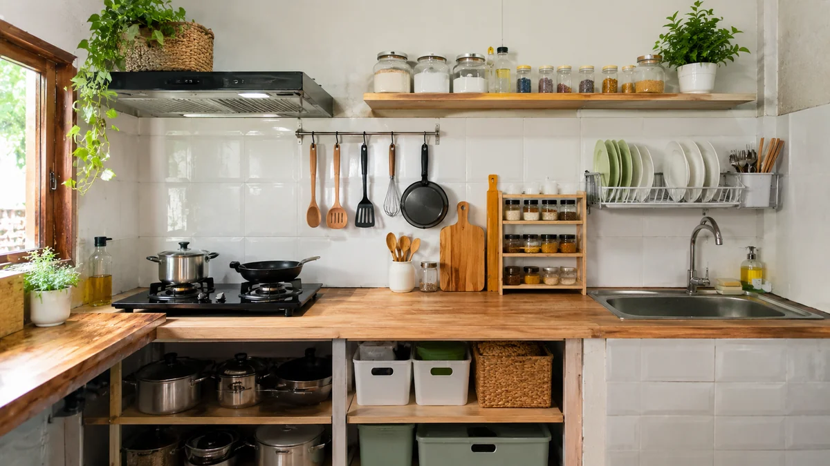 6. Bagi dapur menjadi beberapa zona sederhana