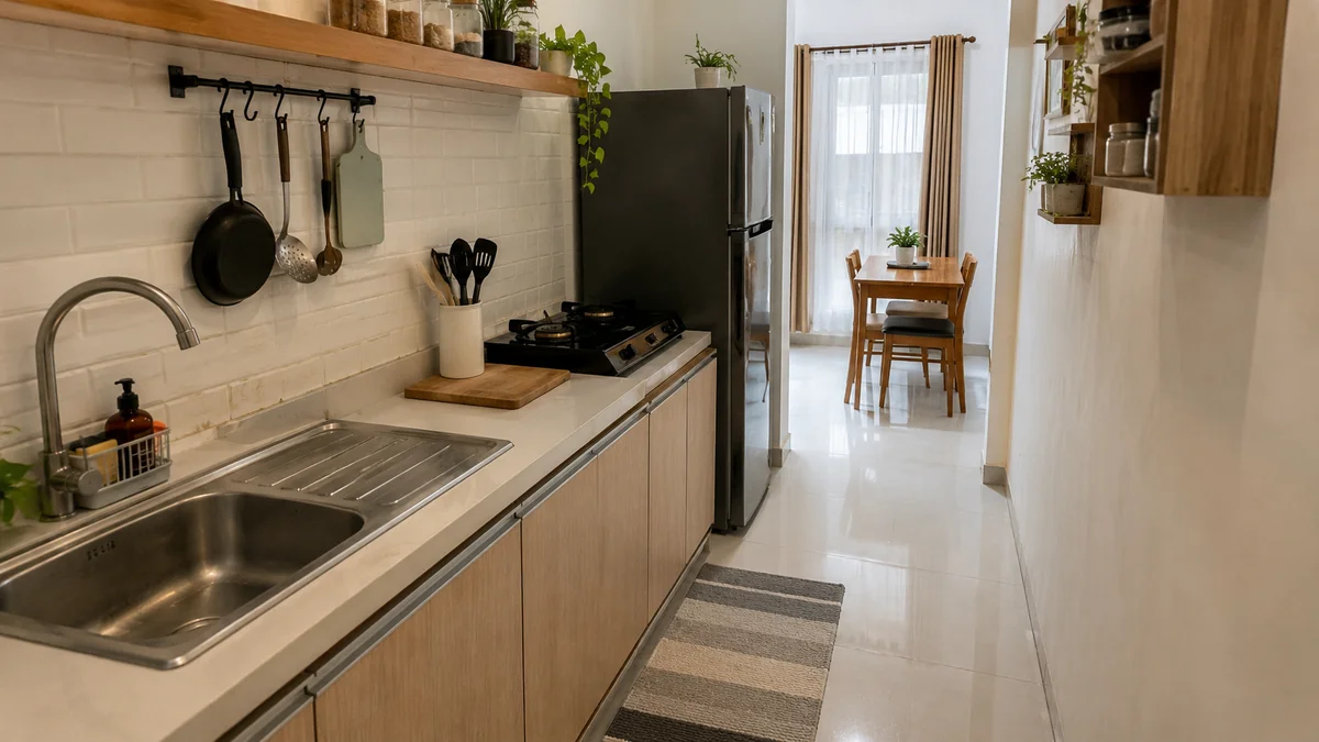 8. Layout Satu Dinding Cocok untuk Dapur yang Sangat Sempit