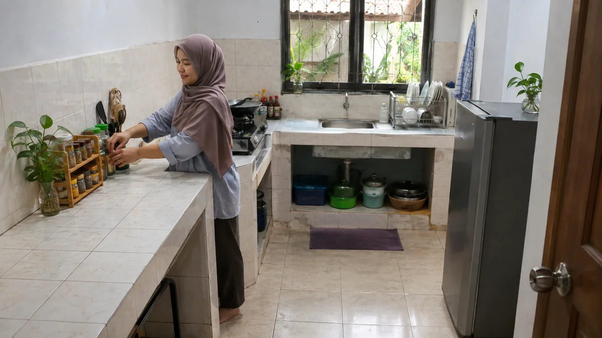 13. Contoh Urutan Penataan Dapur Lama Tanpa Renovasi Besar