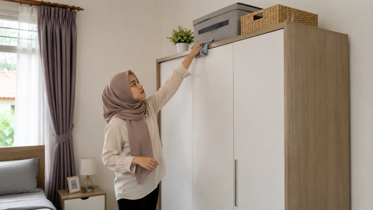 Bagian atas lemari sering terlupakan