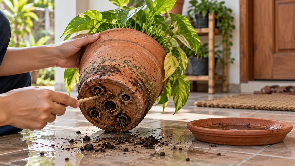 Periksa Bagian Pot Sebelum Membuat Drainase
