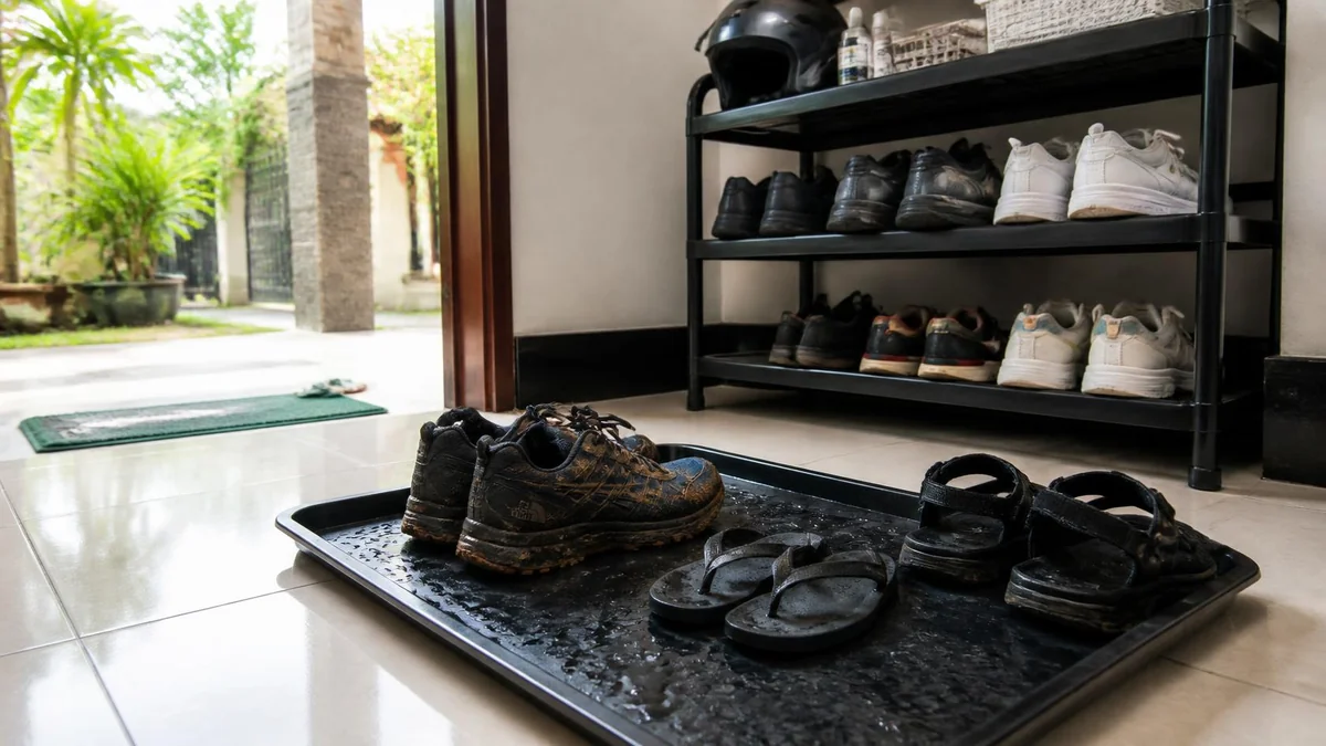 Tangani Sepatu Basah, Kotor, dan Berbau Sebelum Masuk Rak