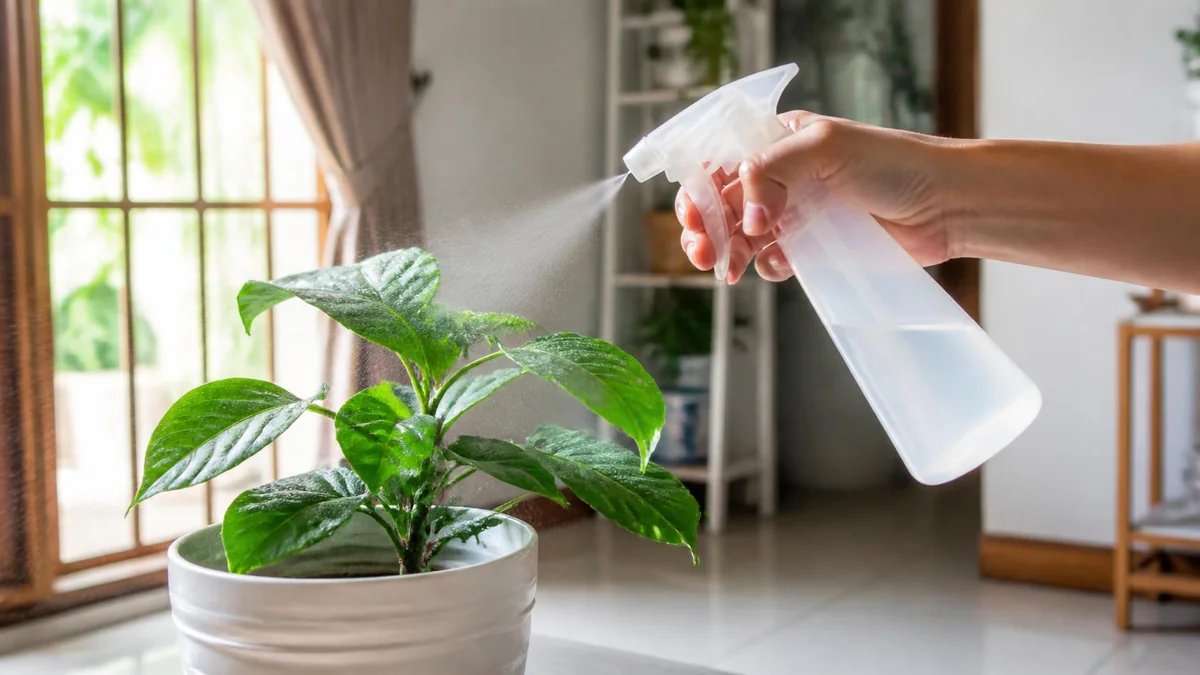 Gunakan bahan semprot tanpa membakar permukaan daun