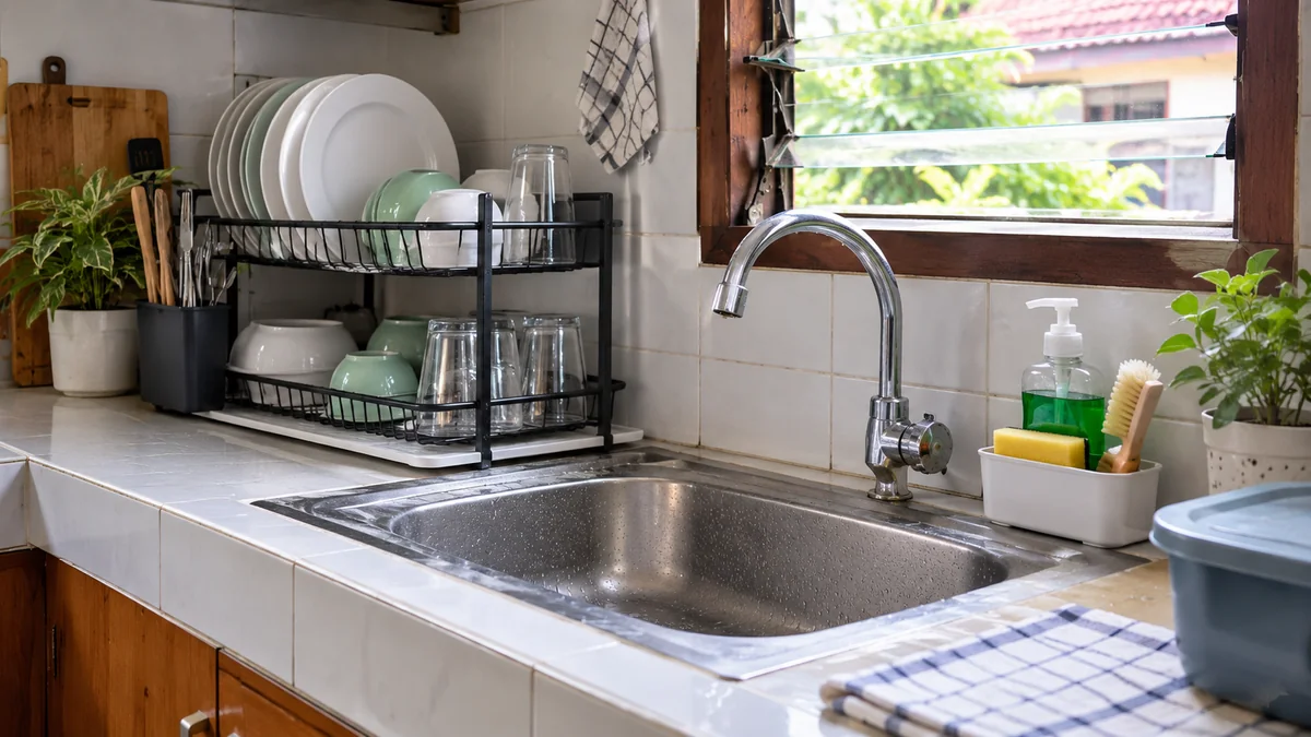 Cara Membuat Area Cuci Piring Lebih Rapi agar Dapur Tidak Cepat Becek