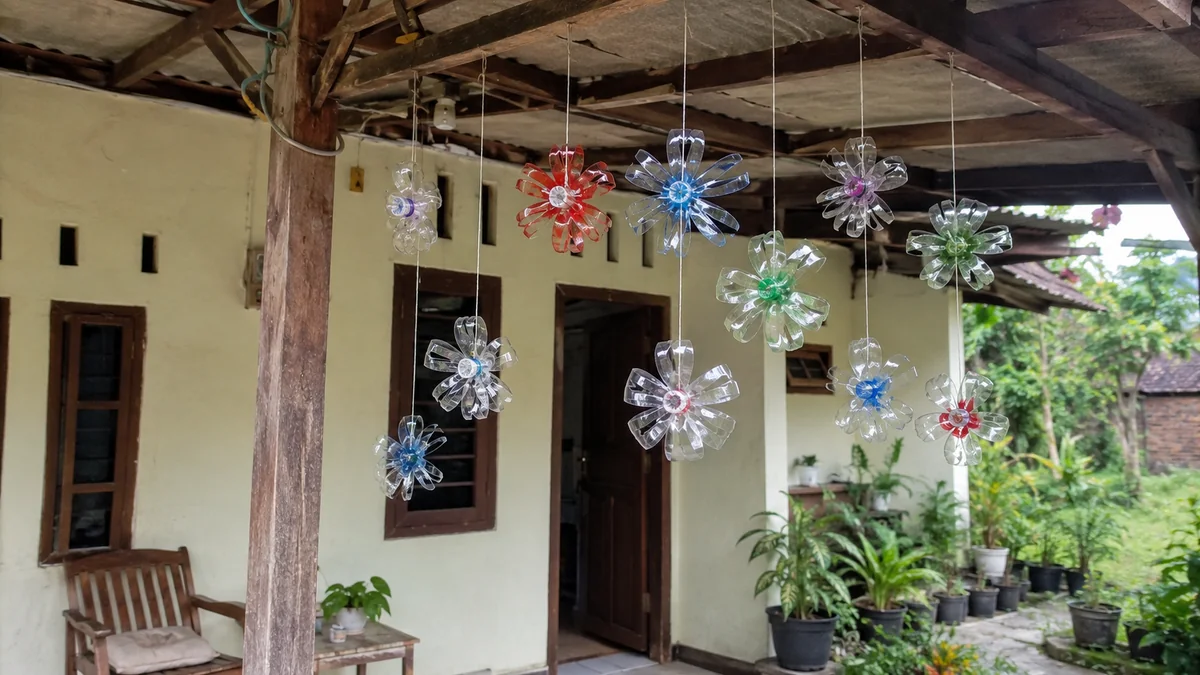 Cara Membuat Hiasan Gantung dari Botol Air Mineral Bekas untuk Teras Rumah