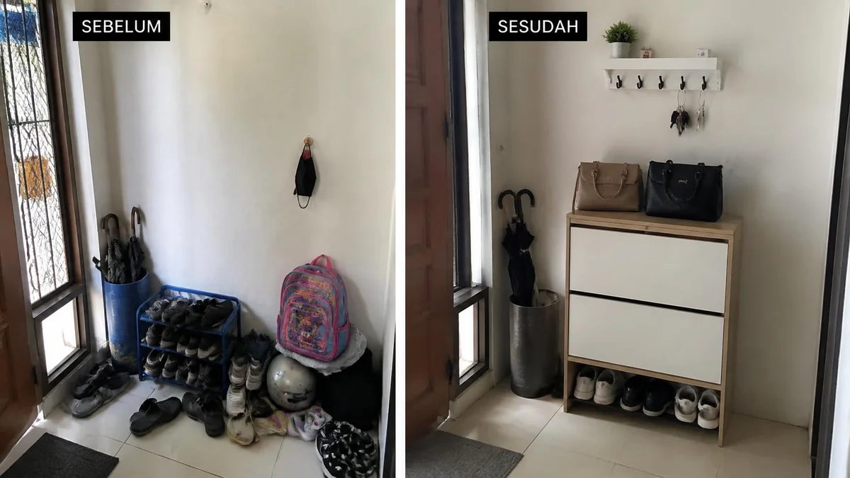 Cara Menata Area Masuk Rumah Sempit agar Tas dan Kunci Tidak Berserakan