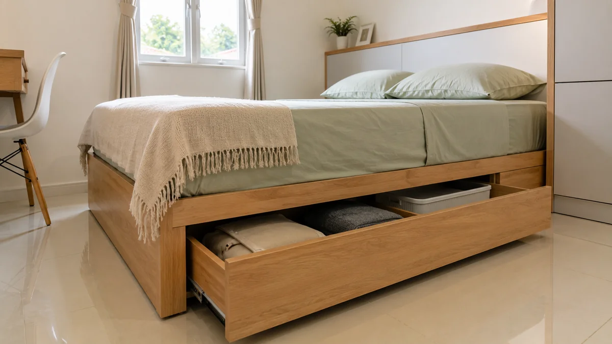 Manfaatkan ruang bawah tempat tidur