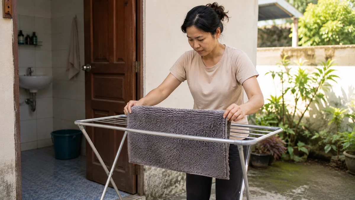 Cuci keset dan kain yang lembap