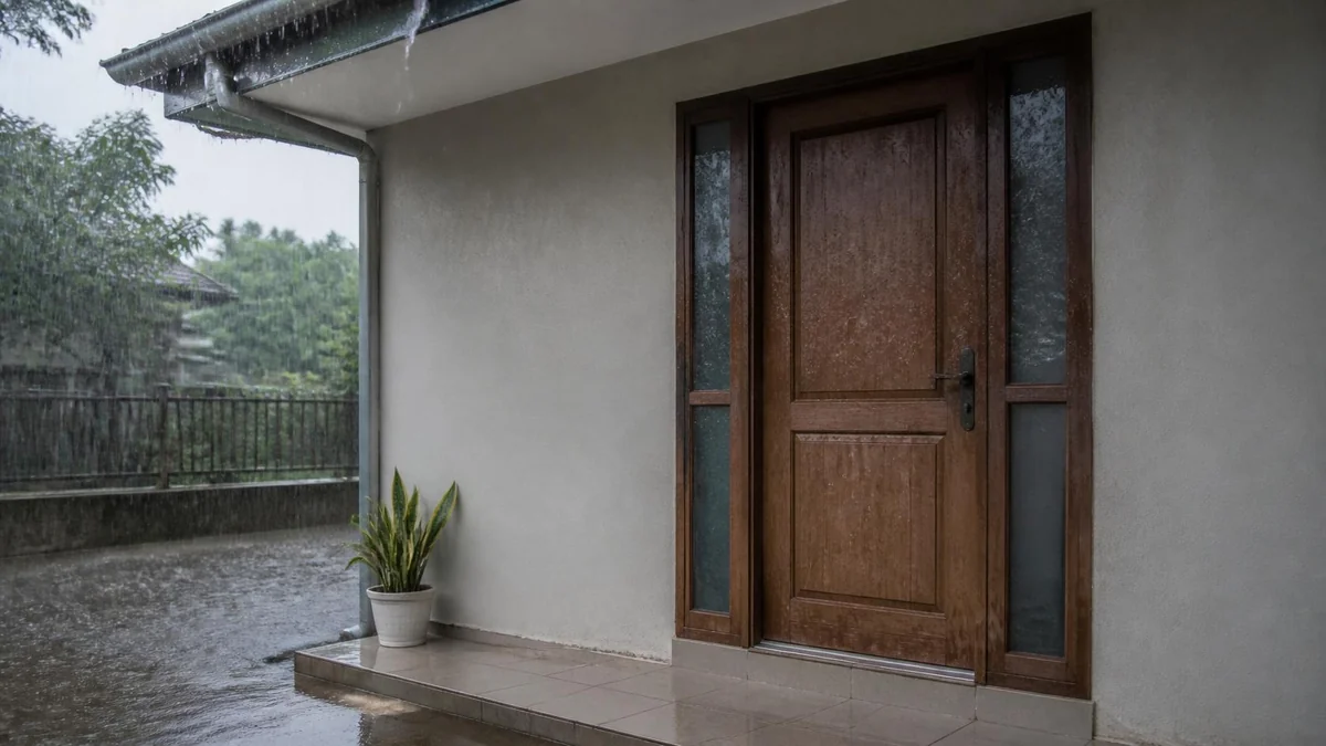 Pintu Depan Sering Kena Tampias Hujan? Atur Kanopi, Ambang, dan Seal Sebelum Cepat Rusak